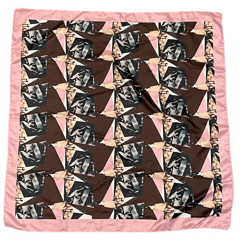 H&M geometric pattern scarf pink dusty rose black tan